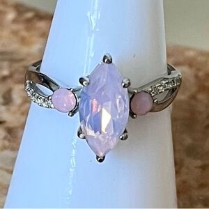 Fragrant Jewels Pink Opal Marquise Sterling Silver Ring